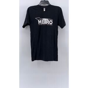 AMERICAN APPAREL Men's Black Casual Crewneck Graphic Short Sleeve T-Shirt SZ S